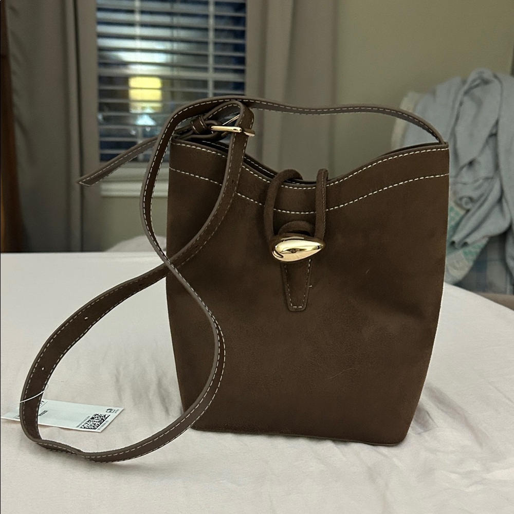 Brown Leather Bucket Bag